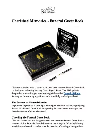 Cherished Memories - Funeral Guest Book