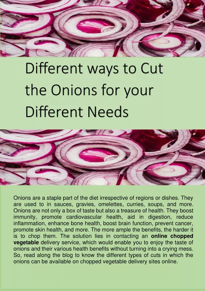 different ways to cut the onions for your