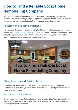 How to Find a Reliable Local Home Remodeling Company?