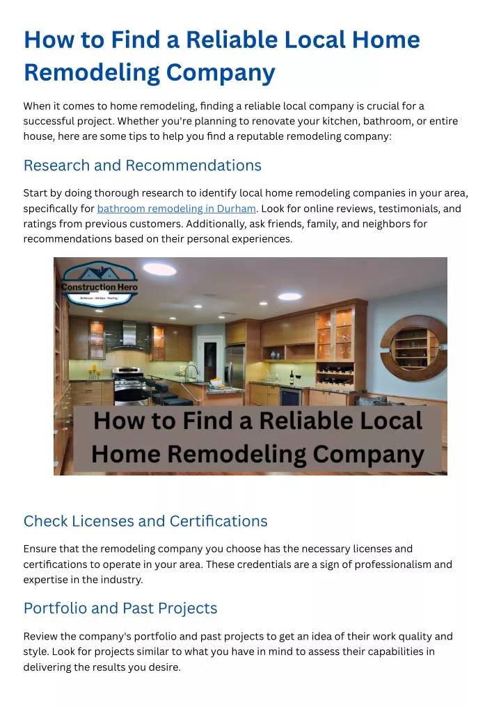 how to find a reliable local home remodeling
