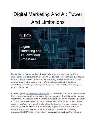 Digital Marketing And AI_ Power And Limitations