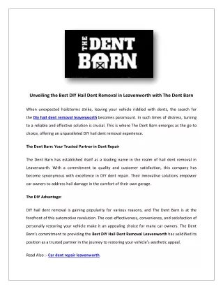 Best Diy Hail Dent Removal Leavenworth | The Dent Barn