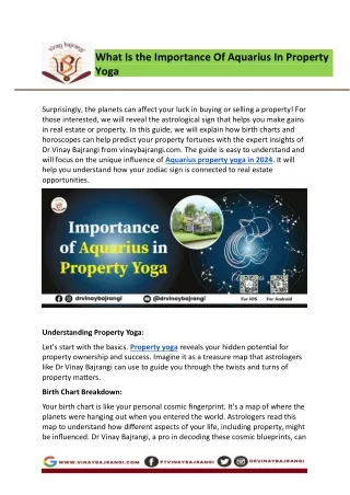 what is the importance of aquarius in property