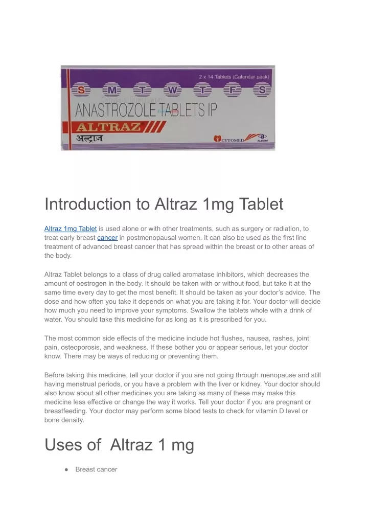 introduction to altraz 1mg tablet