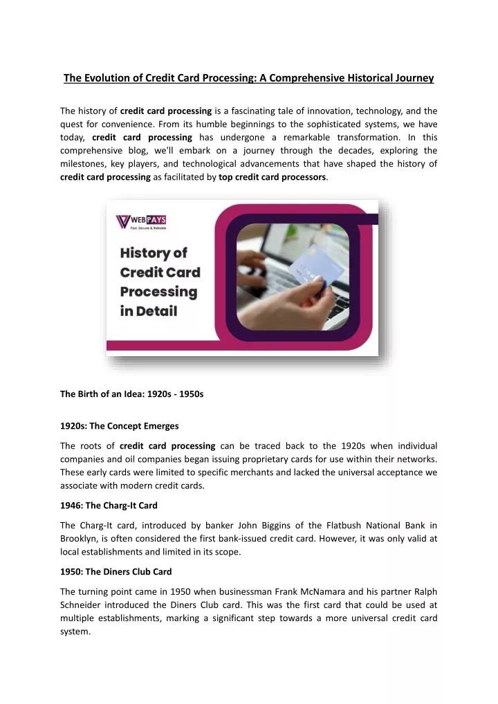 the evolution of credit card processing