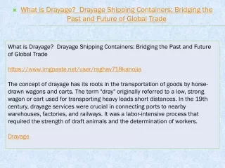 What is Drayage?  Drayage Shipping Containers: Bridging the Past and Future