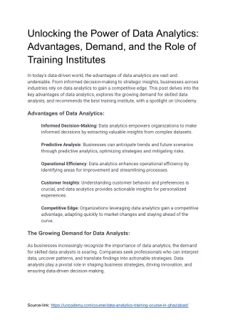 Unlocking the Power of Data Analytics_ Advantages, Demand, and the Role of Training Institutes - Uncodemy