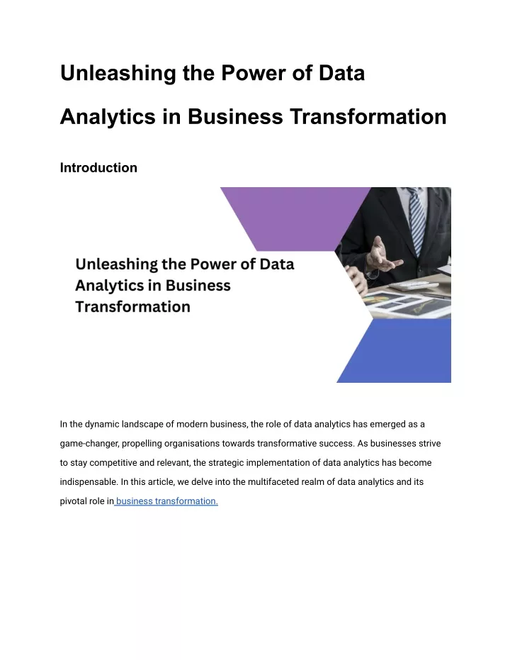 unleashing the power of data