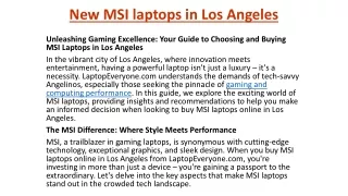 New MSI laptops in Los Angeles