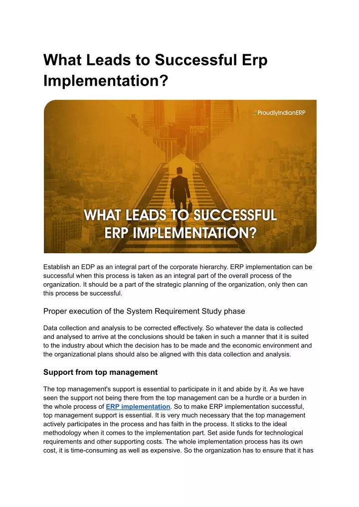 what leads to successful erp implementation