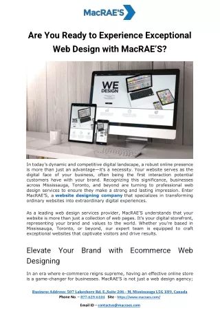 Are You Ready to Experience Exceptional Web Design with MacRAE’S