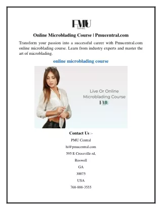 Online Microblading Course  Pmucentral.com