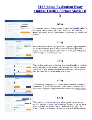 016 Unique Evaluation Essay Outline English Format Movie Of S