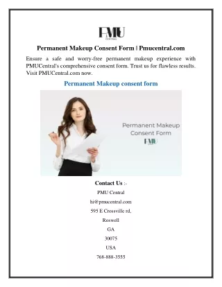 Permanent Makeup Consent Form  Pmucentral.com