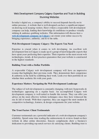 Web Development Company Calgary: Expertise & Trust in Building Stunning Website