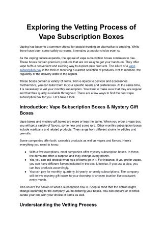 exploring the vetting process of vape