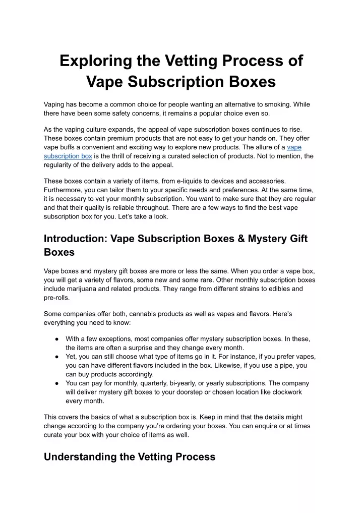 exploring the vetting process of vape