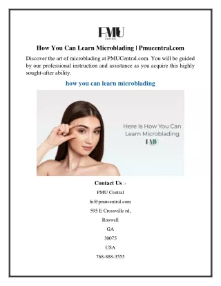 How You Can Learn Microblading  Pmucentral.com