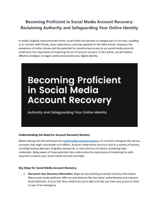 Becoming Proficient in Social Media Account Recovery Reclaiming Authority and Safeguarding Your Online Identity