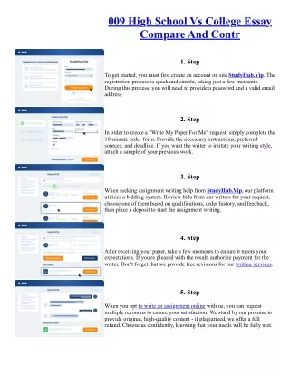 009 High School Vs College Essay Compare And Contr