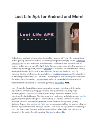 Lost Life Mod Apk