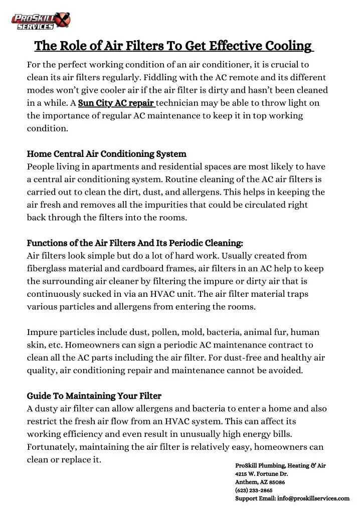 the role of air filters to get effective cooling