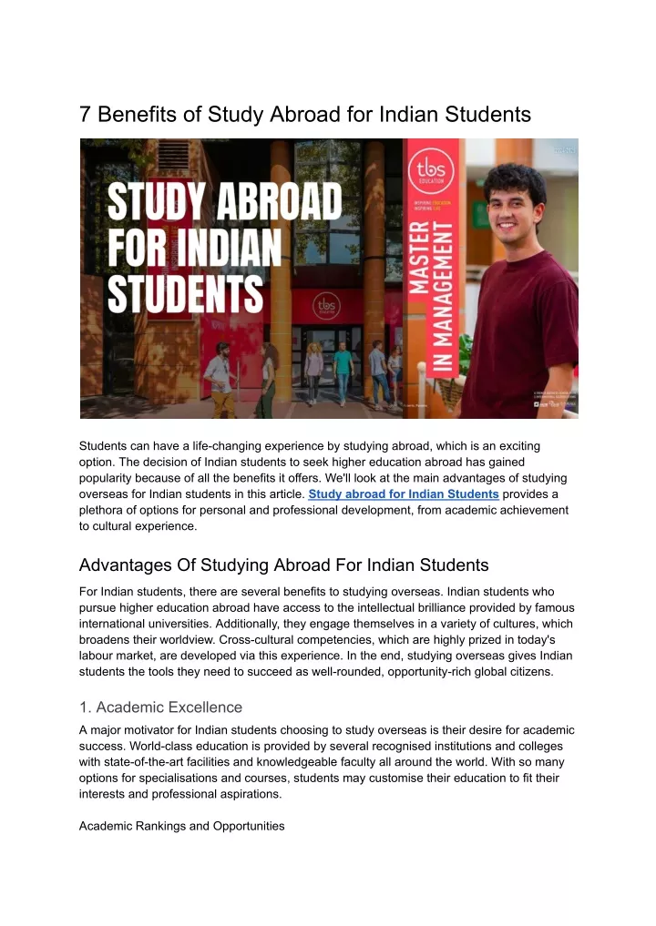7 benefits of study abroad for indian students