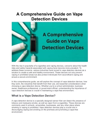 A Comprehensive Guide on Vape Detection Devices