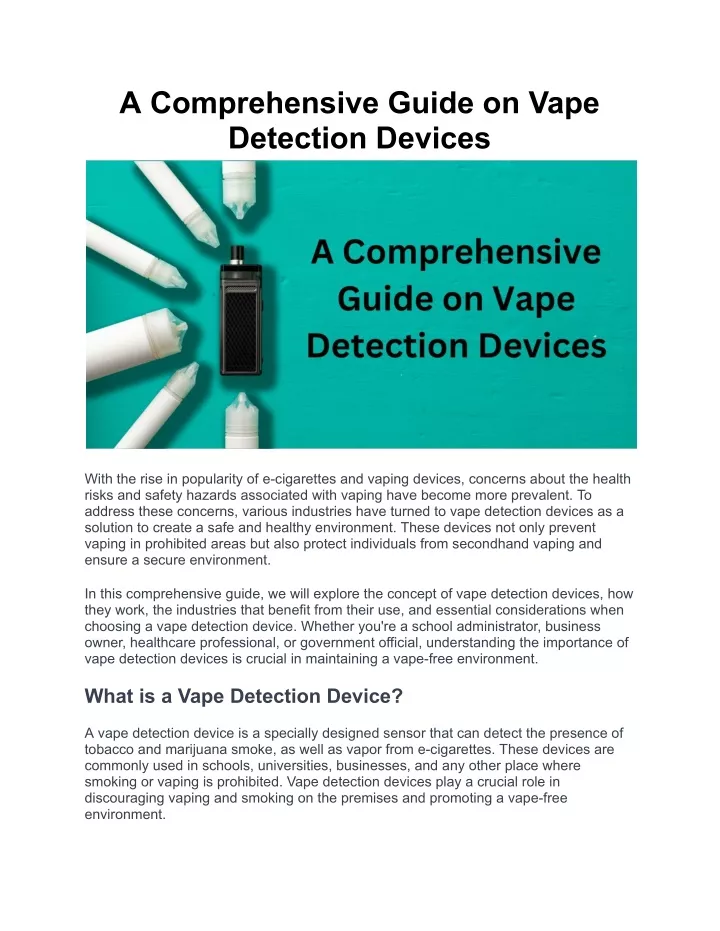 a comprehensive guide on vape detection devices