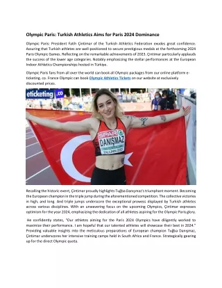 Olympic Paris Turkish Athletics Aims for Paris 2024 Dominance
