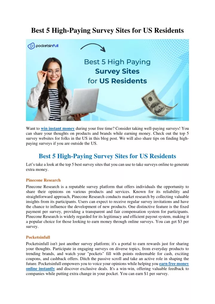 best 5 high paying survey sites for us residents