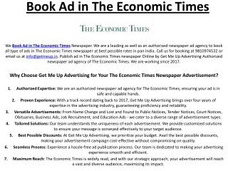 Book Ad in The Economic Times