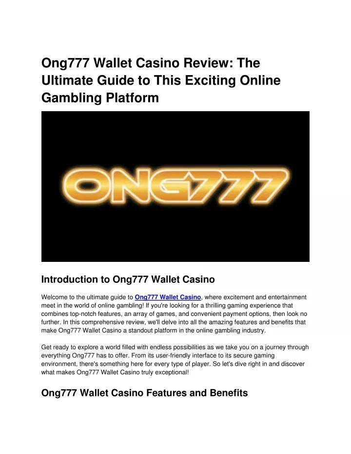 ong777 wallet casino review the ultimate guide