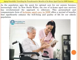 Aging Gracefully: Unveiling the Transformative Benefits of In-Home Aged Care