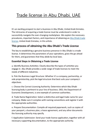 trade license in abu dhabi uae