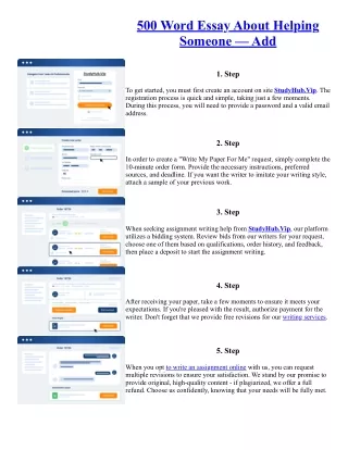 500 Word Essay About Helping Someone — Add