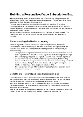 building a personalized vape subscription box