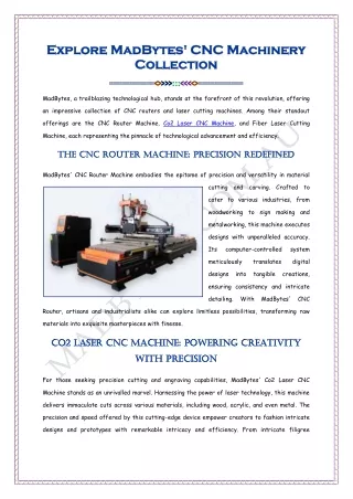 Explore MadBytes CNC Machinery Collection