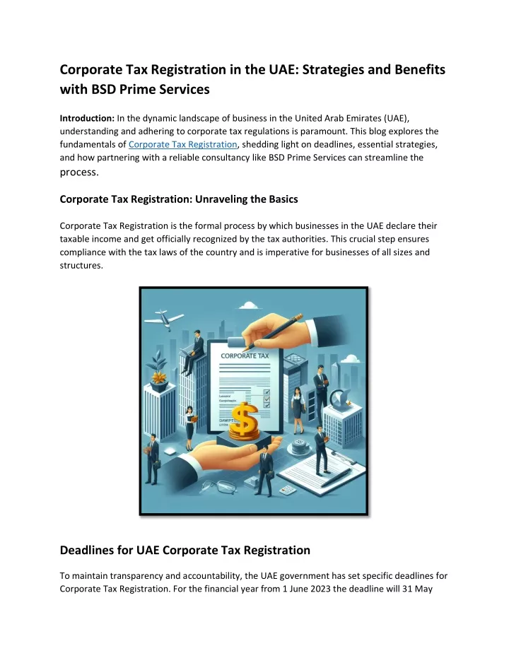 corporate tax registration in the uae strategies