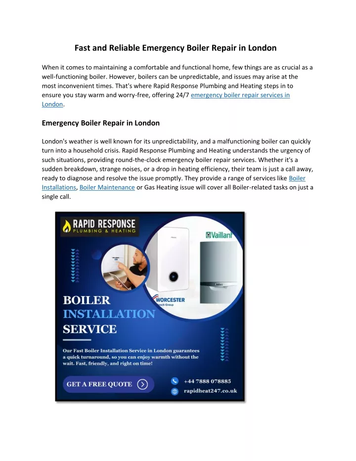 fast and reliable emergency boiler repair