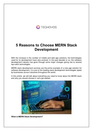 5 Reasons to Choose MERN Stack Development