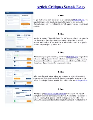 Article Critiques Sample Essay