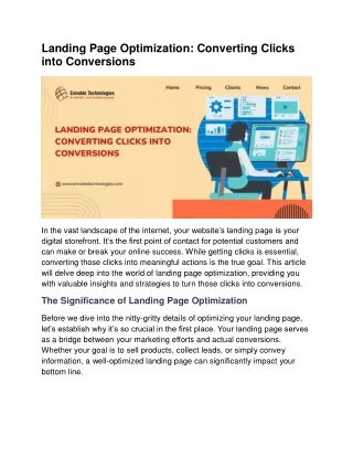 Landing Page Optimization Converting Clicks into Conversions