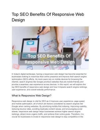 Top SEO Benefits Of Responsive Web Design