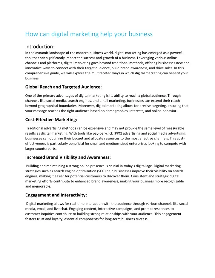 how can digital marketing help your business