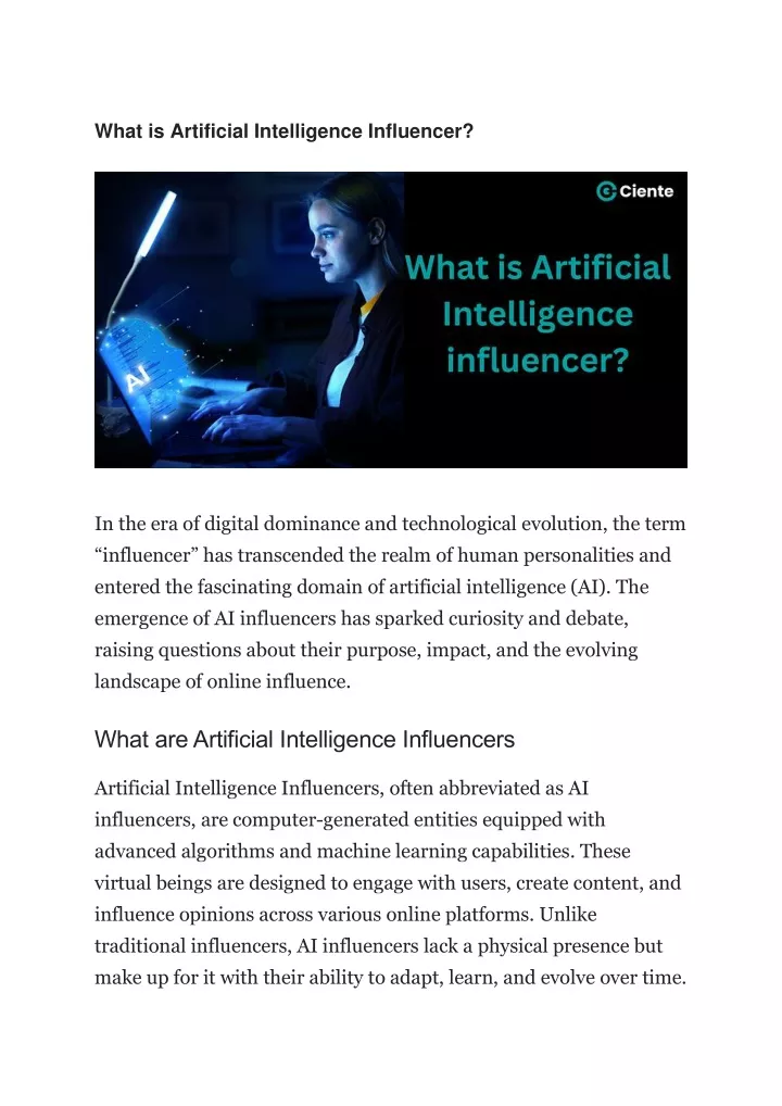 what is artificial intelligence influencer