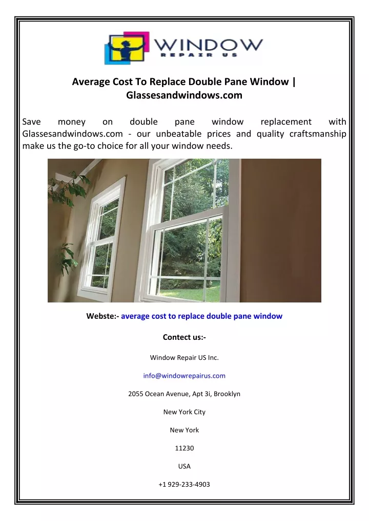 average cost to replace double pane window