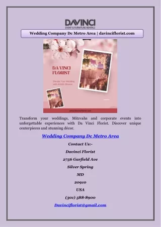 Wedding Company Dc Metro Area | davinciflorist.com