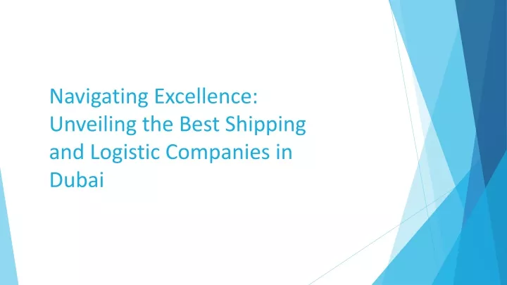 navigating excellence unveiling the best shipping and logistic companies in dubai