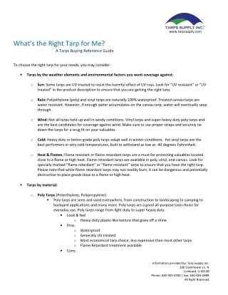 Tarp Buying Guide | Tarp Supply Inc.® | For All Your Tarp Needs